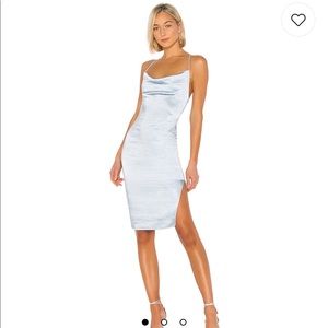 Superdown Cinderella ice blue slit dress cross back worn once size xs